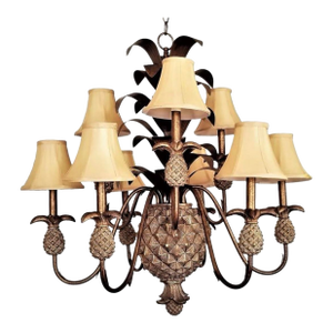 Vintage Pineapple Chandelier With Fabric Shade
