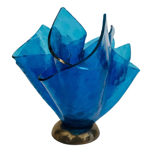 Was Fedrigolli Sculptural Glass 1980s Italian Vase For Sale