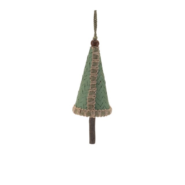 2020s Woven Bamboo Pine Tree Ornament (Set of 4) For Sale - Image 5 of 8