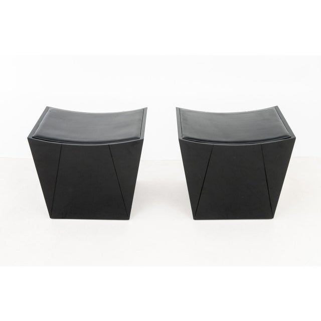 Modern Modern Black Lacquered Ottomans, Pair For Sale - Image 3 of 6