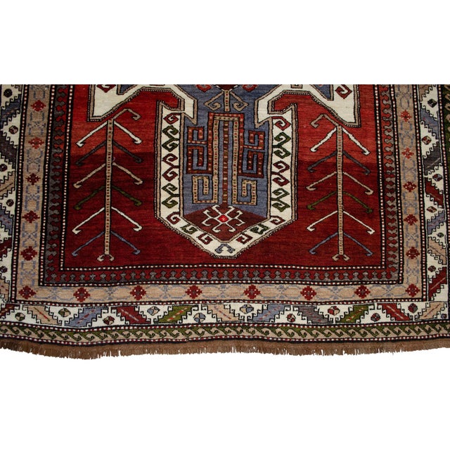 1960s Hand Knotted Turkish Rug Tribal Pure Natural Wool Large Area Rug For Sale - Image 11 of 17