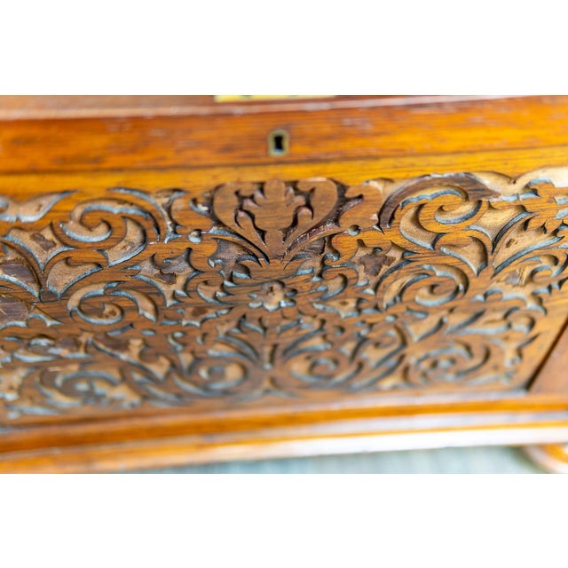 Antique English Victorian Rosewood Upholstered Piano Stool / Ottoman With Storage For Sale - Image 10 of 18