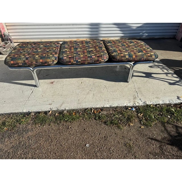 Mid-Century Modern Midcentury 1970s Three-Seat Bench in Tubular Chrome, Attributed to Brian Kane for Metropolitan For Sale - Image 3 of 4