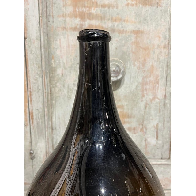 French Large Antique French Hand Blown and Painted Wine Bottle, Normandy, Circa 1880s For Sale - Image 3 of 9