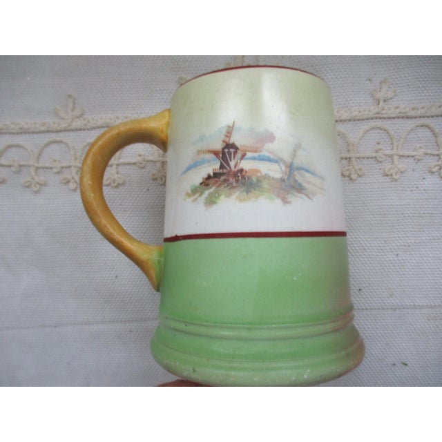 Traditional Antique La Francaise Porcelain Yellow & Green 4.5" Mug W/ Dutch Scene For Sale - Image 3 of 12