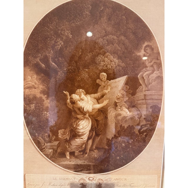 Rococo Jean Mathieu After Fragonard, Le Serment D’Amour, 19th Century Engraving [sh.s-l-7.5050] Reproduction For Sale - Image 3 of 7