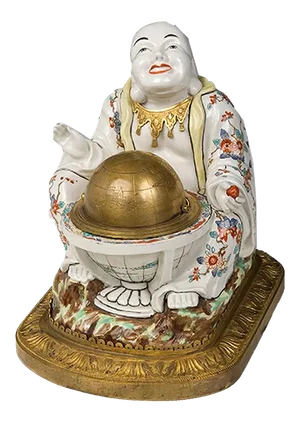 19th Century French Porcelain and Bronze Inkstand from Samson