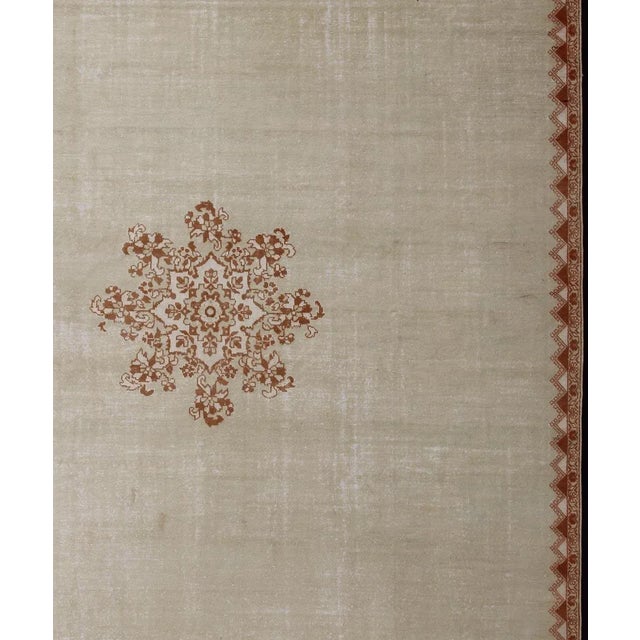 Vintage Large Moroccan Rug with Blossom Design in Ivory Background & Light brown. Measures: 11'9 x 14'8. Vintage large...