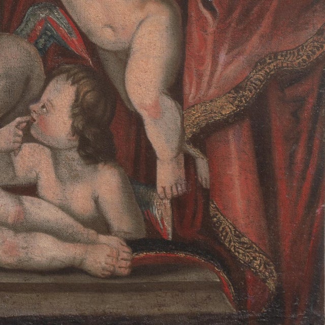 'Cherubs Playing', 18th Century Italian School, Angels, Amorini, Memento Mori, Naive, Baroque Religious Oil For Sale - Image 4 of 11