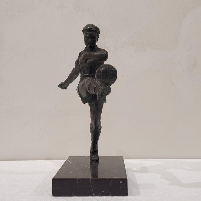 Metal Art Deco Sculpture World Cup Footballer in Bronze, France, 1940s For Sale - Image 7 of 13