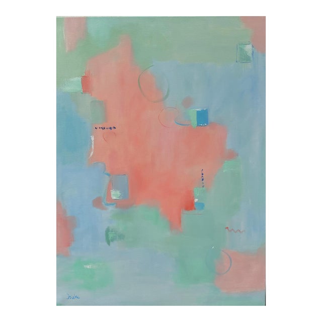 Gentle Voices -Large Abstract Bright Oil on Canvas by Christine Frisbee For Sale