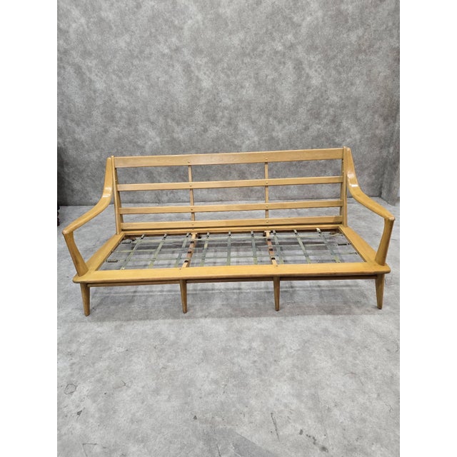 Mid 20th Century Heywood Wakefield Aristocraft Sofa Newly Reupholstered in Leather For Sale - Image 9 of 12