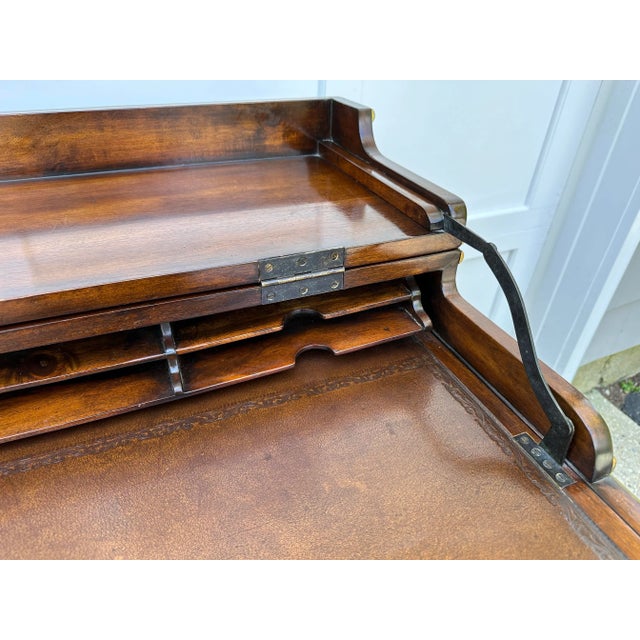Brown Theodore Alexander Baroque Style Tressle Desk For Sale - Image 8 of 12