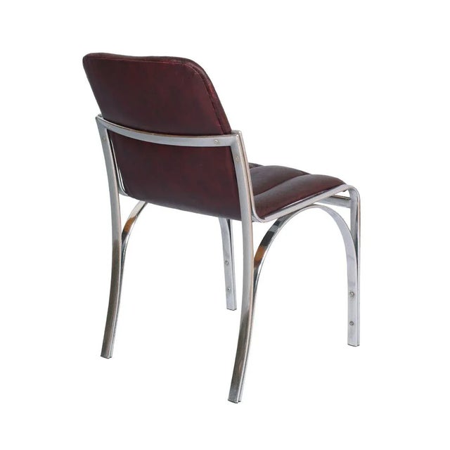 Chromed Steel and Soft Leather Dining Chairs by Gastone Rinaldi, 1960s, Set of 4 For Sale - Image 3 of 6