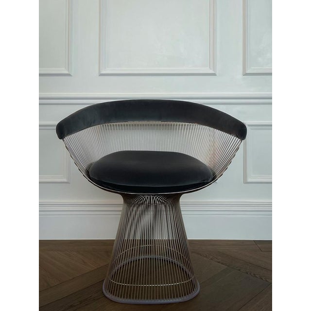 Platner Armchairs in Steel and Velvet by Warren Platner for Knoll, USA, 1960s, Set of 4 For Sale - Image 16 of 18