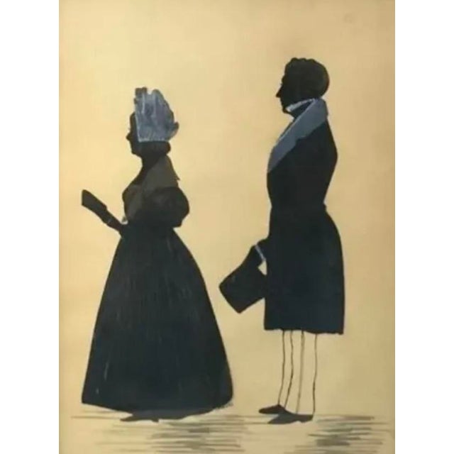 Black Antique 19th Century American Double Silhouette Portrait, Wood Frame For Sale - Image 8 of 11