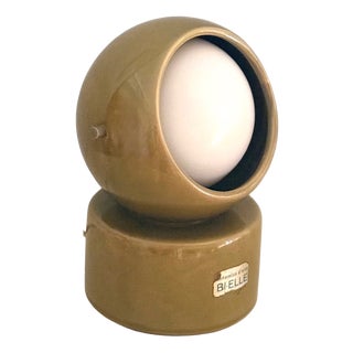 Vintage Space Age Table Lamp in Olive Green Ceramic, Italy, 1970s For Sale