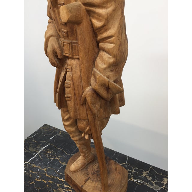Large Hand Carved Solid Wood Peg Leg Pirate Figure Statue With Parrot For Sale - Image 11 of 15