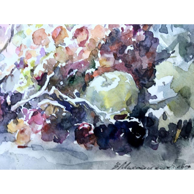 Impressionist Watercolor Painting Grapes on the Table Viktor Mikhailichenko For Sale - Image 3 of 7