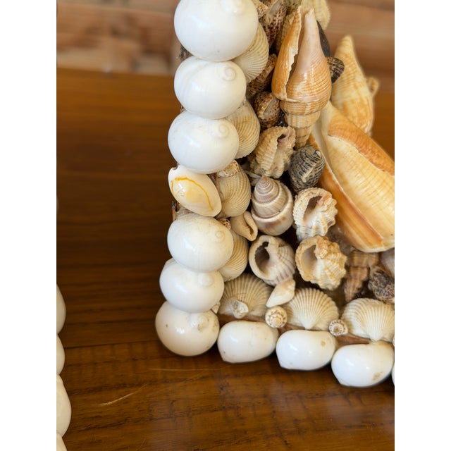 Pair Vintage Handcrafted Coastal Seashell Encrusted Coastal Bookends For Sale - Image 4 of 12