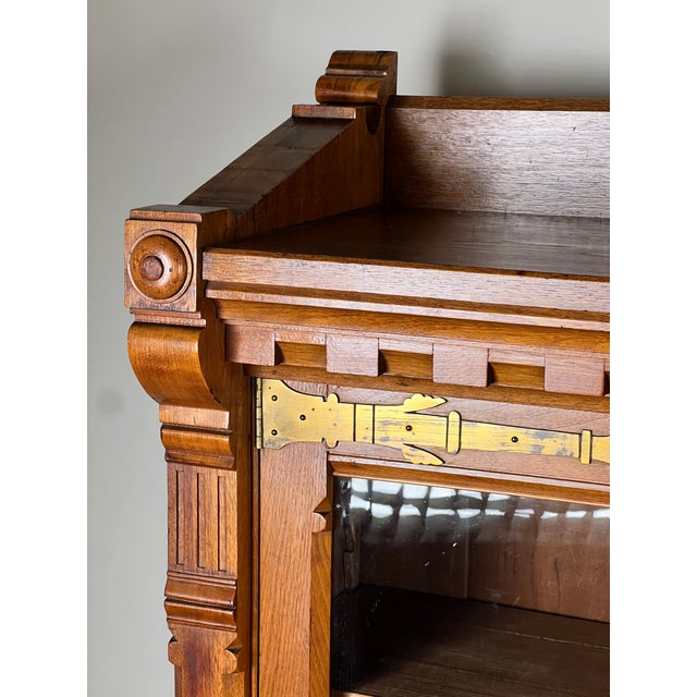 Mid 19th Century Antique Eastlake Victorian Walnut Triple Bookcase C. 1880 For Sale - Image 5 of 12