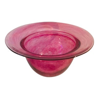 Blown Glass Hot Pink Statement Bowl For Sale