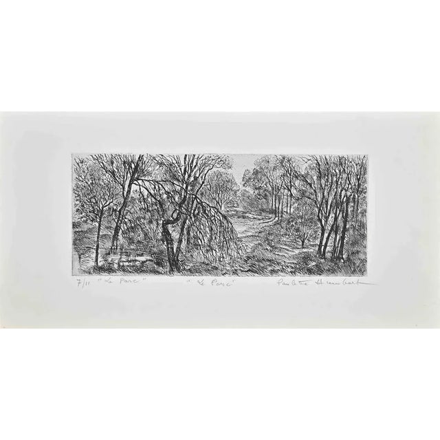 The Forest is an etching print on paper realized in the 1940s by Paulette Humbert. Hand-signed on the lower. Numbered on...