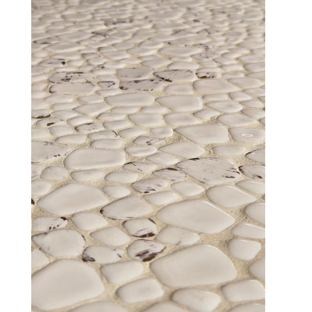 Wood 60's Mid-Century Modern Martz Style Mosaic Ceramic Tile Accent Table With Irregular Pebble Luster For Sale - Image 7 of 18