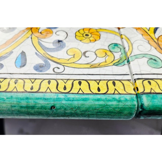 Made in Italy – Hand Painted 1990s Signed Domiziani Deruta Lava Stone Dining Table With 6 Aurora Chairs For Sale - Image 10 of 17