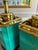 Mid 20th Century Pair of Stiffel Mid-Century Turquoise Jade Lamps W/ Antique Brass Hardware & Milk Glass Shades, Designed by Edwin Cole, Provenance the Broadmoor Hotel For Sale - Image 5 of 7