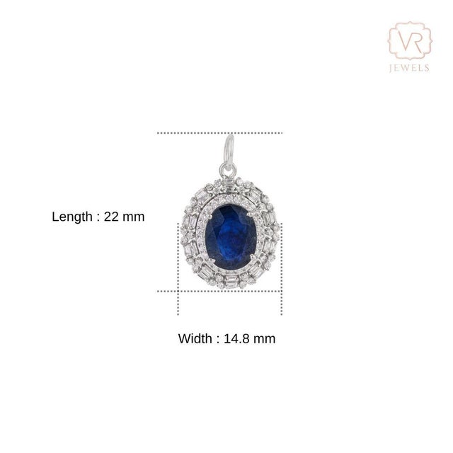 Natural 2.78ct Blue Sapphire & Diamond Cluster Art Deco Pendant in 14k Gold For Sale - Image 11 of 15