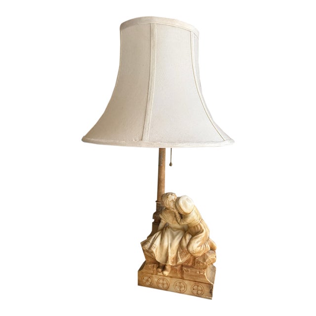 Late 19th Century Hand-Carved and Signed “G. Mascagni” Alabaster Lamp For Sale