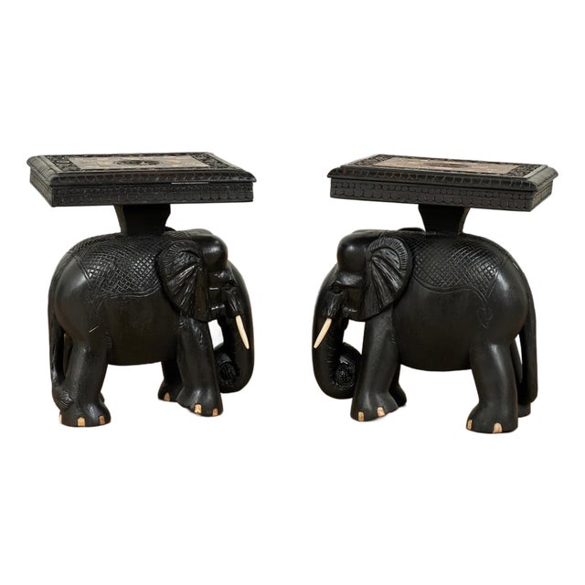 Pair of Antique Anglo Indian Stands or Tables With Elephants For Sale
