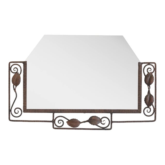 1920s French Iron Art Nouveau Leaf Mirror For Sale