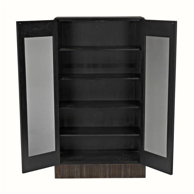 Noir Noho Hutch, Hand Rubbed Black with Light Brown Trim For Sale - Image 4 of 14