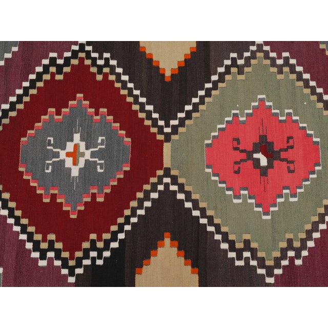 Textile 1970s Vintage Handmade Wool Cotton Purple Runner Rug For Sale - Image 7 of 11