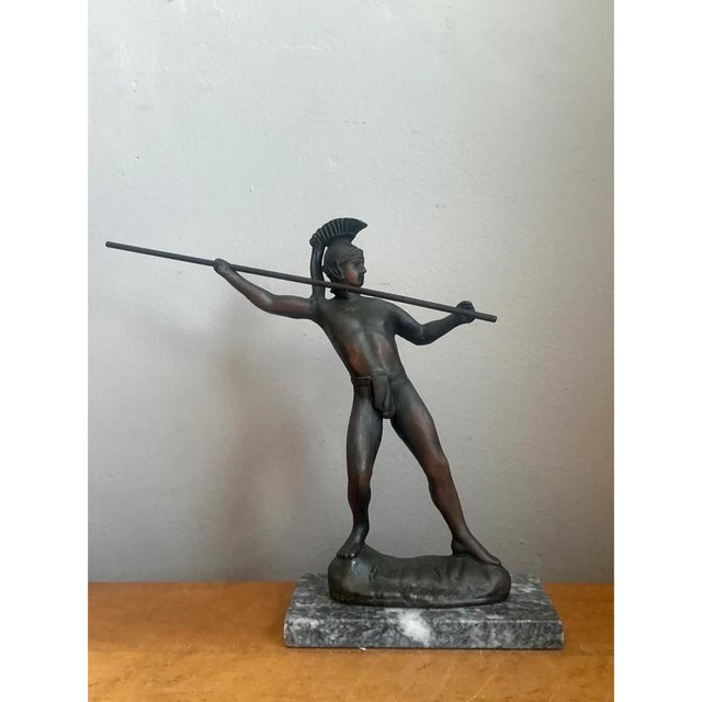 Stone Gray Vintage Sculptural Metal Warrior Figure For Sale - Image 8 of 13