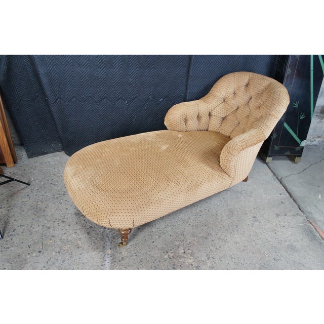 Late 19th Century Century Furniture Tufted Walnut Chaise Lounge Chair Daybed Fainting Couch 78" For Sale - Image 5 of 14