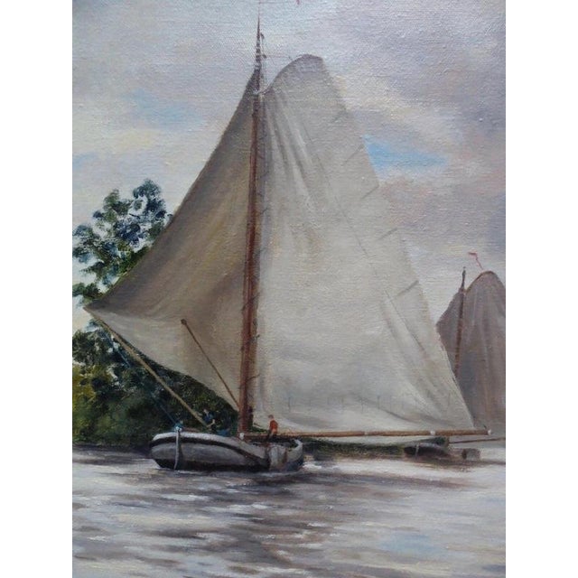 Victor Trevett, Dutch Seascape, Mid Century, Oil on Canvas For Sale - Image 9 of 14