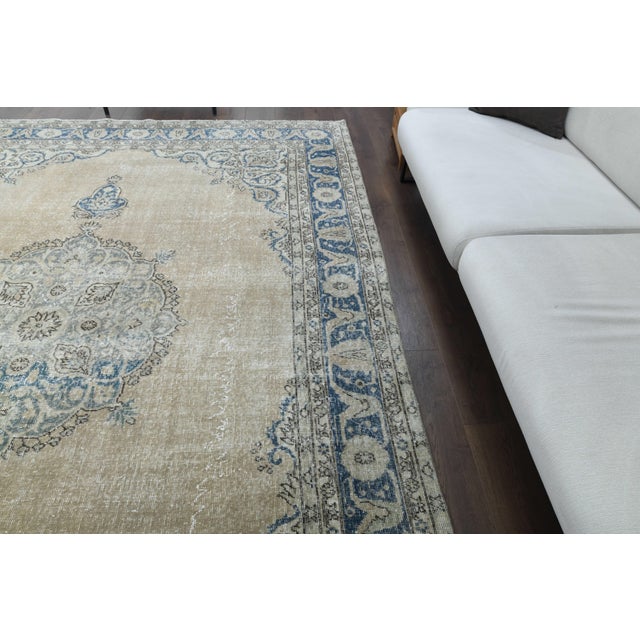 1970s 1970s Vintage Persian Handmade Wool Cotton Beige Area Rug For Sale - Image 5 of 11