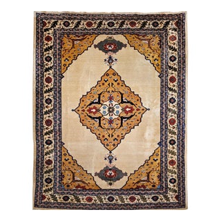 Vintage Indian Agra Carpet, Hand-Knotted Wool, Medallion Design, 8x11 For Sale