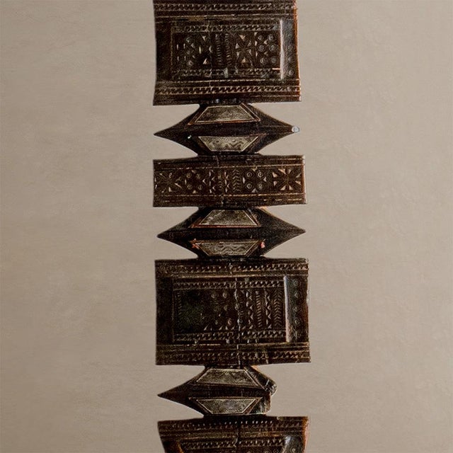 Rustic Vintage Berber Hand-Carved Wooden Tent Peg Wall Sculpture For Sale - Image 3 of 7