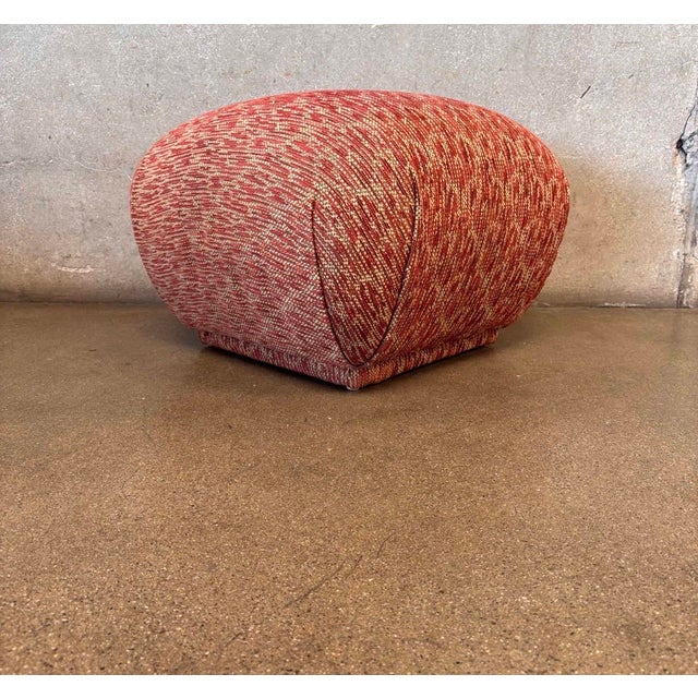 Marge Carson Vintage Post Modern Tweed Pouf For Sale - Image 4 of 5
