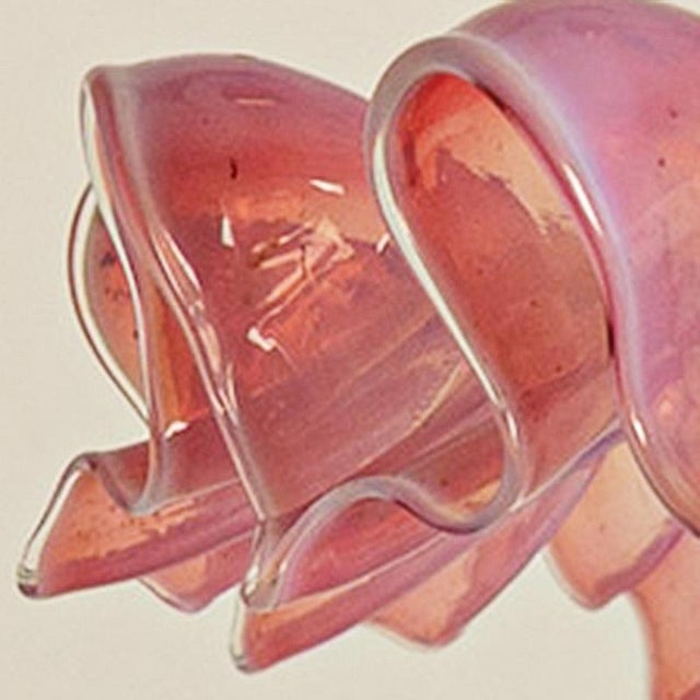 Art Deco Ruffled Murano Hand Blown Glass Pendants in Pink and White, 1940 For Sale - Image 3 of 11