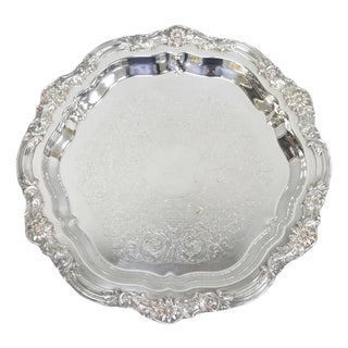 Vintage Fb Rogers 7734 Silver Plated Scalloped Round Salver Serving Platter Tray For Sale