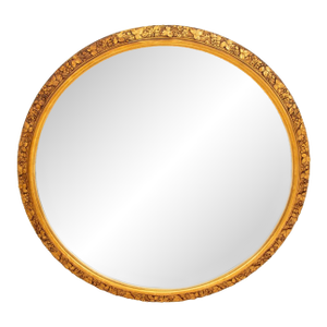Floral Motif Circular Giltwood Wall Mirror