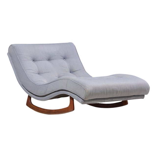 Adrian Pearsall for Craft Associates Mid Century Walnut Rocking Wave Chaise Lounge Chair For Sale