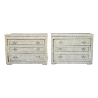 Large Pair of Labeled 1980s Maitland-Smith Faux Shagreen Bachelor's Chests | 42.25" Wide For Sale