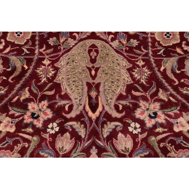 Art Nouveau Floral 1990's Pak-Persian Red/Green Wool Rug - 9'0'' X 12'3'' For Sale - Image 4 of 9