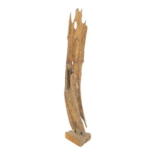Large Standing 6.5' Tall Abstract Driftwood Sculpture on Wooden Block Base For Sale